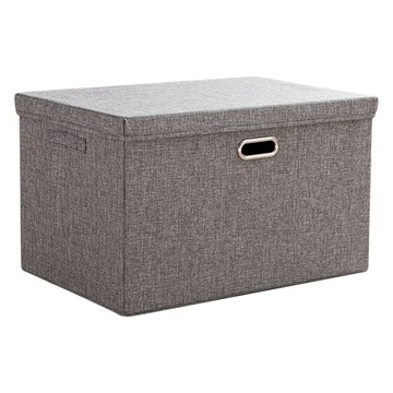 棉麻摺疊收納箱 1450g  灰色  大(44 x 29 x 30cm)  1個