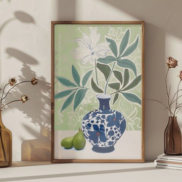 翡翠綠光 Green Harmony / 當代插畫靜物海報 裝飾畫 掛畫 入厝禮