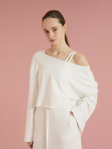 Soft sweat cropped cover-up white