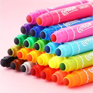 幼稚園水彩筆套裝兒童畫畫筆彩筆可水洗彩色粗桿幼兒塗鴉繪畫24色【不二雜貨】