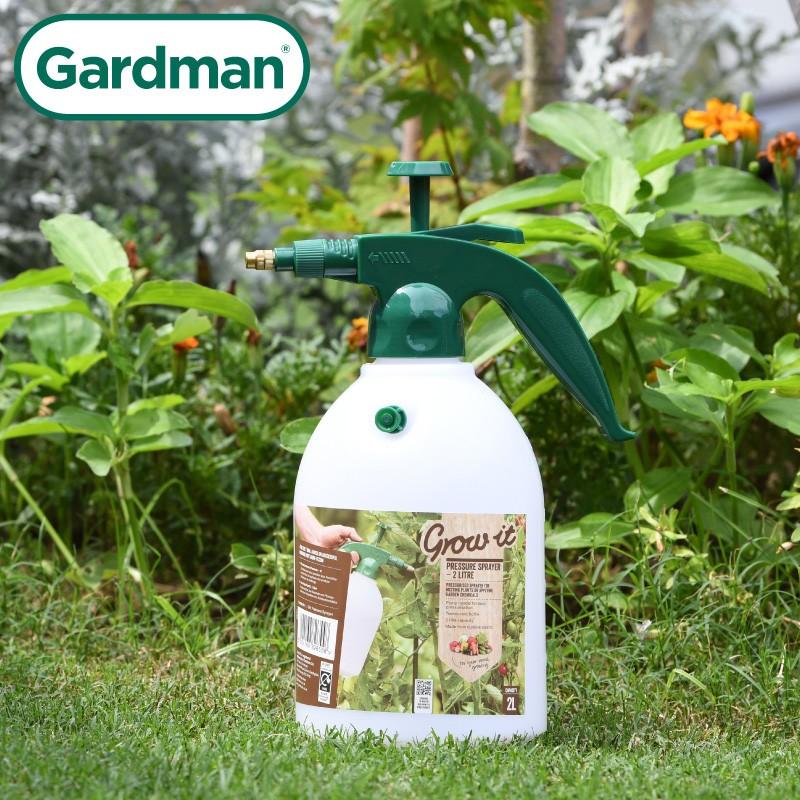 英国 GARDMAN ガードマン プレッシャー式 ハンディ噴霧器 2L ガーデン圧縮式スプレー 霧吹き 手動式ポンプ 散布 LINEショッピング