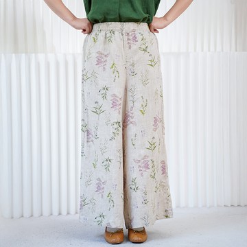 清新植物印花寬褲595471