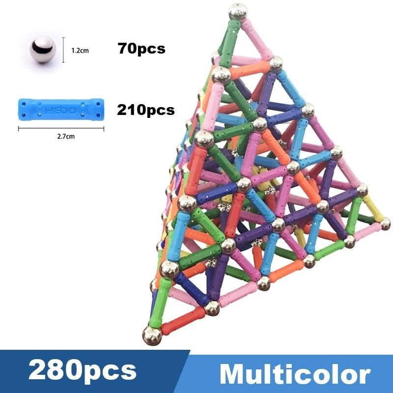 QWZ 280ピース マグネットバー＆メタルボール マグネット 積木 知育