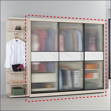 7尺鋁框滑門衣櫥 收納衣櫃 儲物衣帽間 玻璃櫃子 玻璃門衣櫥【149A04113】Leader傢居館149-A213+A214+A209