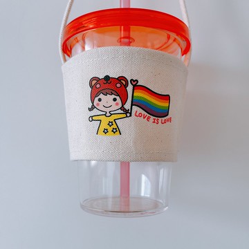 女孩 熊 love is love 杯袋 飲料袋