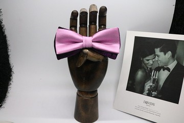 紫色暗纹丝绒拼接领结/小清新配色Bow tie