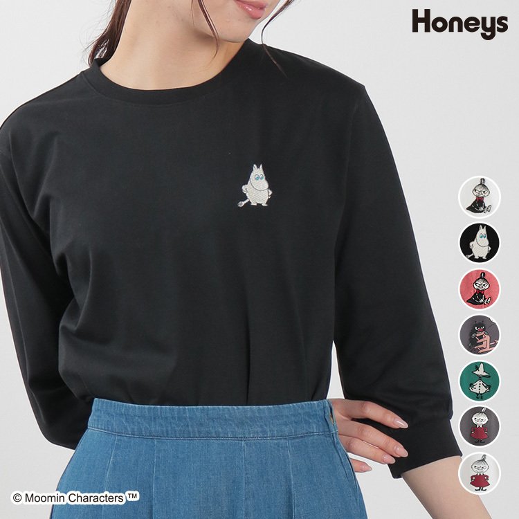 トップス Tシャツ カットソー 7分袖 刺繍 ワンポイント 綿 かわいい レディース 春 Honeys ハニーズ ムーミン ７分袖ｔシャツ 通販 Lineポイント最大0 5 Get Lineショッピング