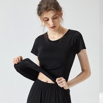 Pink Lady 6色-罩杯式 超柔軟莫代爾居家短袖襯墊上衣 BRATOP