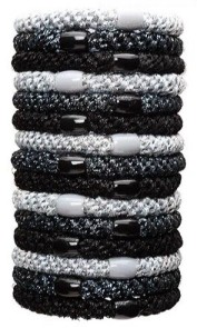 美國 L. Erickson 彈力髮圈-Black Metallic 粗款髮圈 分裝5入 不咬髮【南風百貨】