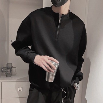 白色半拉鍊T卹ins潮牌春秋季長袖體卹2022全新內搭痞帥潮牌打底衫