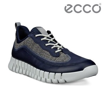 ECCO GRUUV M 樂步經典針織皮革休閒鞋 男鞋 午夜藍/海洋藍/鐵灰色