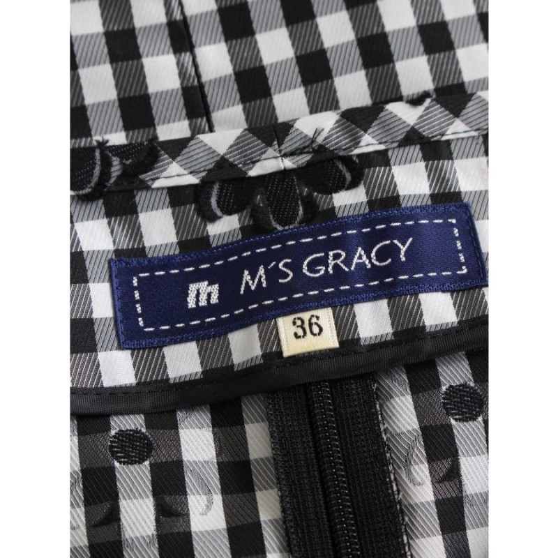 M'SGRACY エムズグレイシー 美品 黒白ギンガムチェック 6分袖