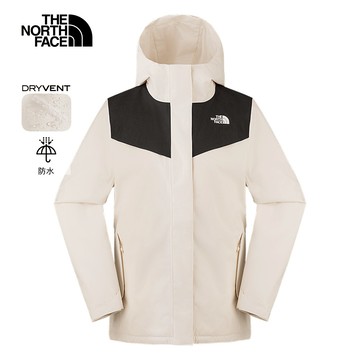 女款米白色DRYVENT防水抓絨內裡三合一外套｜8HM6ROU