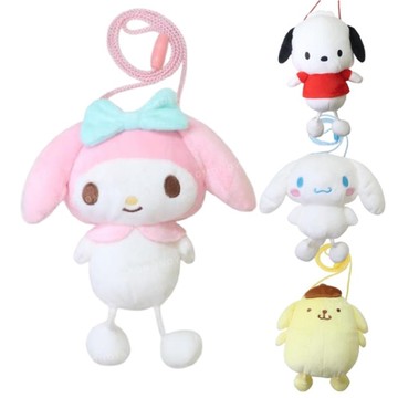 小禮堂 Sanrio 三麗鷗 絨毛細腿玩偶零錢斜背包 (經典款) 美樂蒂 大耳狗 布丁狗
