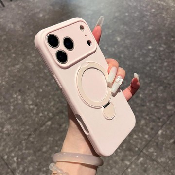 iPhone18 Pro Max手機殼 液態矽膠膚感殼 磁吸支架手機殼 蘋果18防摔保護套 精孔全包 iPhone18殼