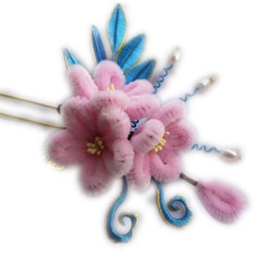 【ANGEL】復古風情絨花珍珠流蘇頭飾髮簪(7款可選)