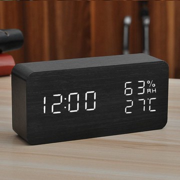 【1.5復古木質鬧鐘 創意靜音學生LED夜光電子鐘時尚木頭鐘客廳床頭座鐘【北歐家居生活】