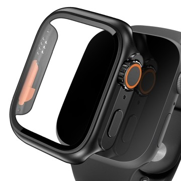 iMall 風格 9H強化玻璃全覆蓋邊框保護殼 兼容 Ultra  黑色  Apple Watch 6/5/4/SE2/SE 44mm  1個