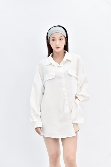 (L) yijie zhinei 白色排扣襯衫上衣