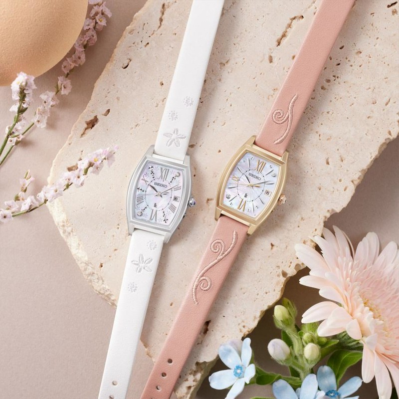 限定】SEIKO ルキア 腕時計 1B32-0AA0 花柄 電波ソーラートノー 電波