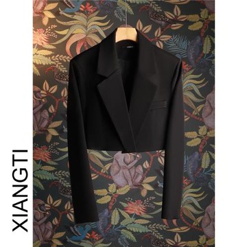 XT 2025西裝外套女新款春秋短款黑色百搭出勤質感顯瘦韓版休閑