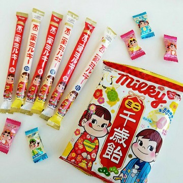 【江戶物語】FUJIYA 不二家 千歲糖 硬糖 Milky 千歲飴 草莓&牛奶風味 牛奶糖 七五三節糖果 日本原裝進口