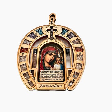 以色列進口 鑲嵌彩石 十字架 耶穌 聖母聖像 壁掛飾 855055-8