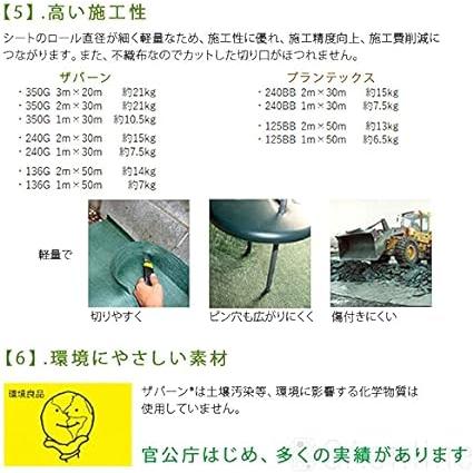 デュポン  10平米分   敷き方マニュアル同封  耐用年数:曝露約10〜15年 Dupont ザバーン 350G 防草シート1m × 10m