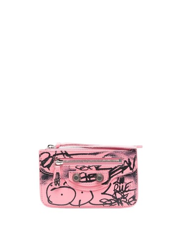 Balenciaga - Le Cagole graffiti-print wallet - women - Calf Leather - One Size - Pink
