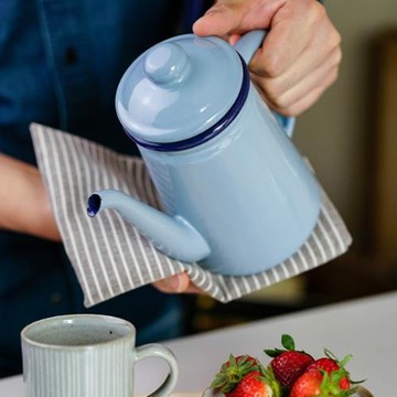 搪瓷茶壺ins風露營油壺日式冷水壺戶外琺瑯壺便攜掛耳手沖咖啡壺