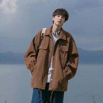 燈芯絨外套男日系復古cityboy工裝夾克秋季新款潮牌寬松休閑上衣