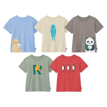 日本千趣會 - GITA 涼爽短袖超值五件組-可愛動物-藍白紅系