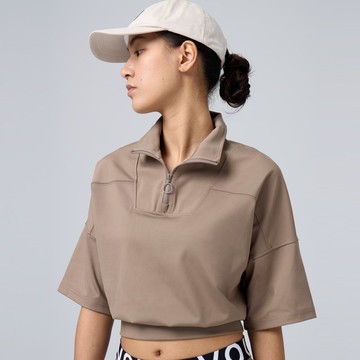 【全程台灣製造】REBOOT動能-拉鍊AIR POLO休閒上衣-胡桃