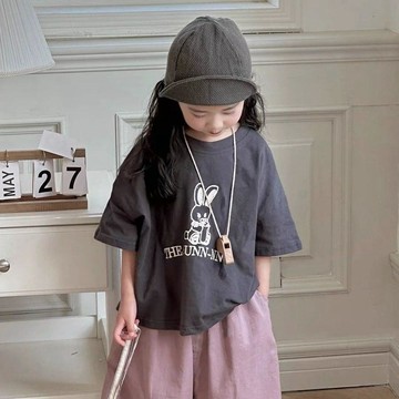 【女童短袖T恤】 韓國童裝 女童卡通T恤 寬鬆短袖T恤 女童夏季上衣 兒童短袖 女童百搭上衣 休閒半袖 女童夏裝