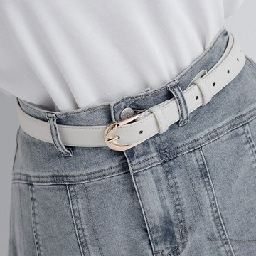 【PolyLulu】 簡約百搭金屬真皮皮帶 中大尺碼