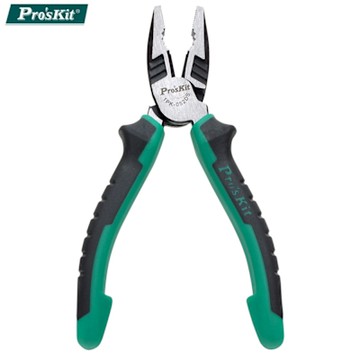 台灣寶工ProsKit德式雙色鋼絲鉗6吋壓接鉗55Cr-Ni染黑防鏽老虎鉗1PK-052DS剪鉗(高力矩結構;PP+TPR雙色工學手柄)適剪鐵線銅線
