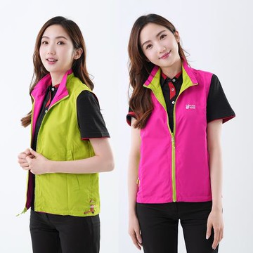 【遊遍天下】中性款抗UV防風防潑水雙面穿背心 桃紅
