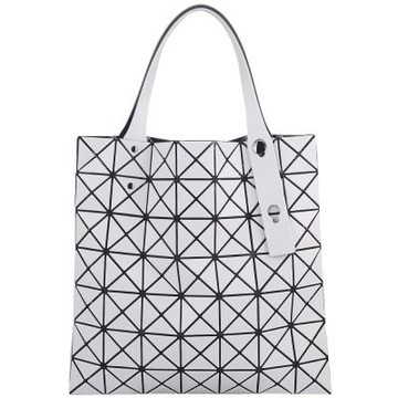 ISSEY MIYAKE 三宅一生 BAOBAO 白灰色皮質三角格7x7肩背/手提包