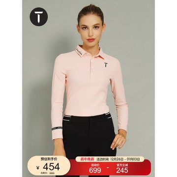 (免運)T/歐巡賽高爾夫女裝長袖T恤秋季針織衫翻領Polo衫 EF222PC164