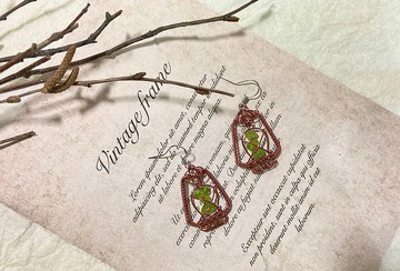 金屬編織耳環—復古提燈/可改夾式