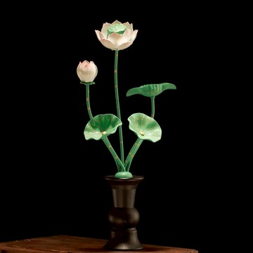 家用佛堂花瓶佛前供花日式常花彩繪蓮花瓶供佛觀音家居裝飾擺件