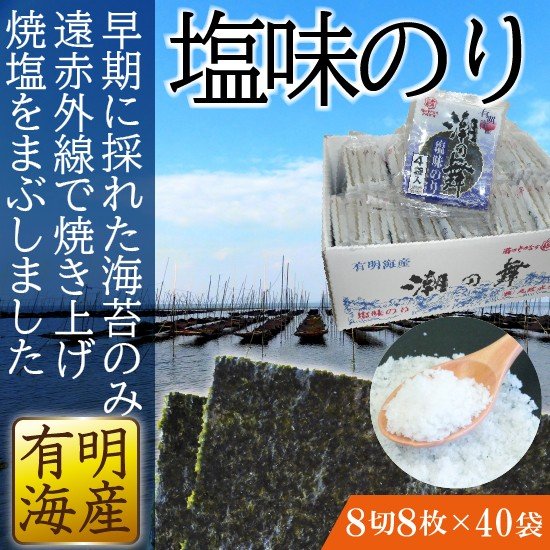 潮の舞 塩味のり 4P×10袋 有明海産 のり 海苔 有明 長崎県産 贈答 贈り物 おつまみ ギフト のし対応 名入れ可