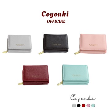COYOUKI 十字纹皮夾 ins風 皮夾短夾 新款女士短夾 三摺錢包 韓版大容量多卡位 短夾 拉鍊袋零錢