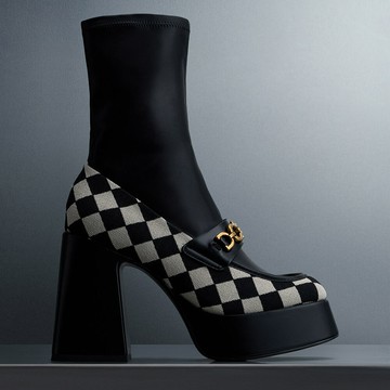 鍊條粗跟厚底靴