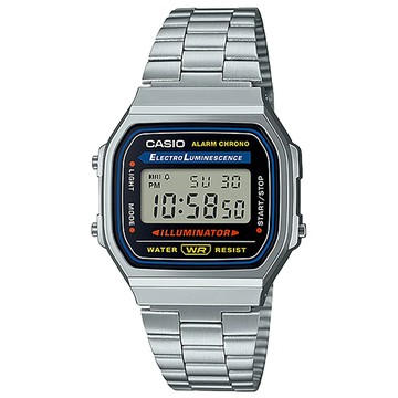 【高CP值首選】CASIO 卡西歐 A168WA-1 文青復古方型數位不鏽鋼腕錶/銀 A168WA-1WDF 計時碼錶 自動日曆 手錶 公司貨保固 熱賣中!