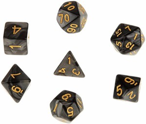 マルチ面 ダイス TRPGゲーム ダンジョン＆ドラゴン D4-D20 小道具 7PCS  全6色 ブラック