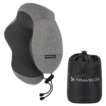 TRAVELON 旅行記憶頸枕 附收納袋 TL-13483  灰色  F