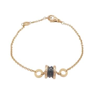 BVLGARI 寶格麗 B.zero1 手鍊 18K玫瑰金 黑色縞瑪瑙 354810 二手精品 【二手名牌BRAND OFF】