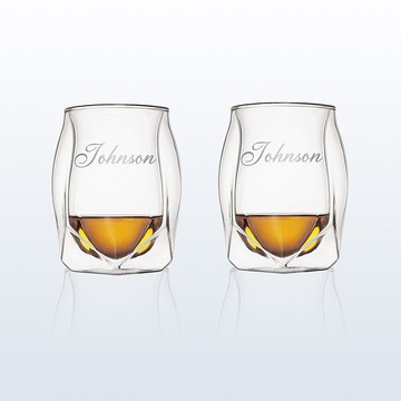 Customized Whisky Glasses|訂製文字雕刻威士忌對杯 創意生日禮