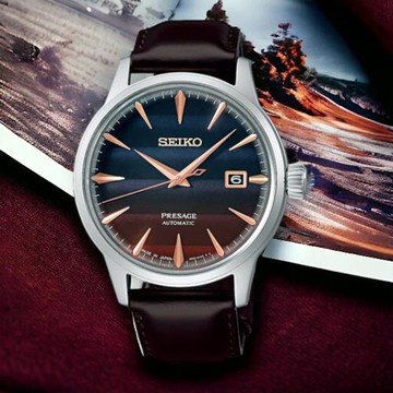 SEIKO 精工 Presage STAR BAR 夕陽光暈 雞尾酒優雅機械錶-40.5mm SRPK75J1/4R35-06F0PˍSK040